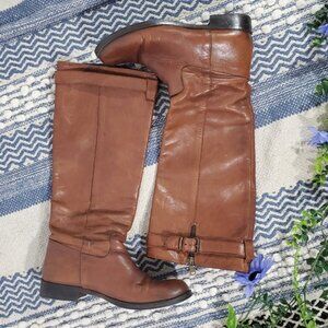 Italian Chestnut Brown Genuine Leather Riding Boot- 37
